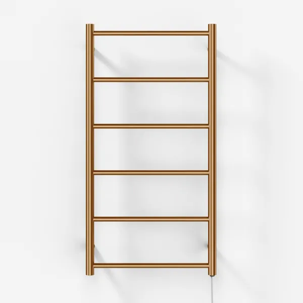 Pulcher Minimalism PM96 - Elektrisk oppvarmet håndklestativ, 50 x 96h cm. PVD børstet kobber