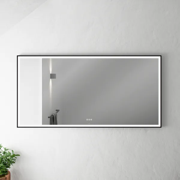 Pulcher Soho Mirror PSM-1680 - 160x80 cm., speil m/lys og lysstyring, matt sort ramme