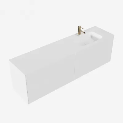 Pulcher Mood 180R Soft - Baderomsmøbel 180x46 cm, Mathvid m/ SolidTec® vask