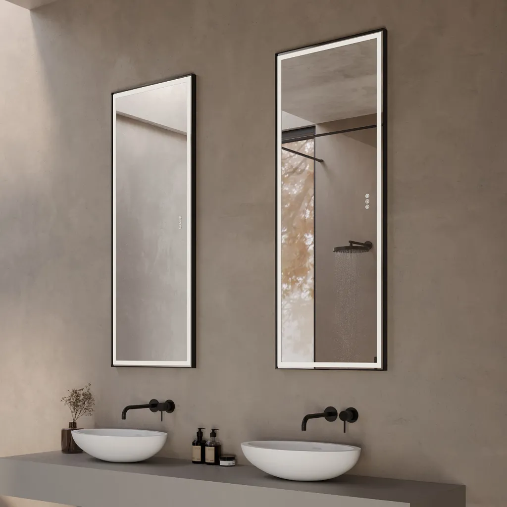 Pulcher® Soho Mirror PSM-1453 - 140x53,5 cm., speil m/lys og lysstyring, matt sort ramme