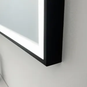 Pulcher Soho Mirror PSM-5070 - 50x70 cm., speil m/lys og lysstyring, matt sort ramme