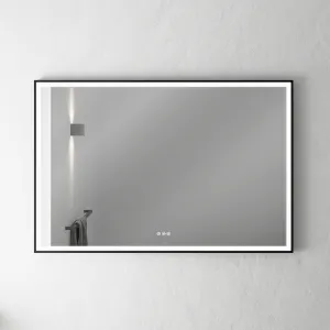 Pulcher Soho Mirror PSM-1280 - 120x80 cm. speil m/lys og lysstyring, matt sort ramme