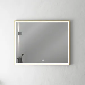 Pulcher Soho Mirror PSM-1080 - 100x80 cm. Speil m/lys og lysstyring, Matt Messing farget ramme