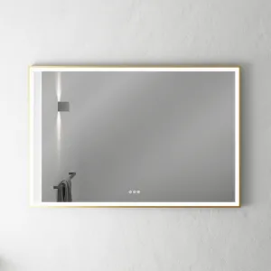 Pulcher Soho Mirror PSM-1280 - 120x80 cm. Speil m/lys og lysstyring, Matt Messing farget ramme