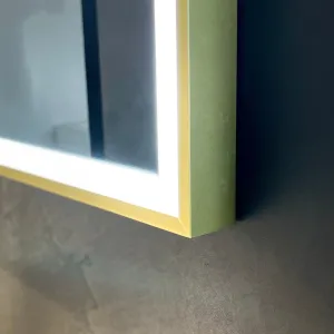 Pulcher Soho Mirror PSM-1680 - 160x80 cm. Speil m/lys og lysstyring, Matt Messing farget ramme