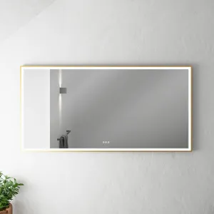 Pulcher Soho Mirror PSM-1680 - 160x80 cm. Speil m/lys og lysstyring, Matt Messing farget ramme