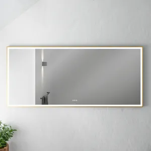 Pulcher Soho Mirror PSM-1880 - 180x80 cm. Speil m/lys og lysstyring, Messingfarget ramme
