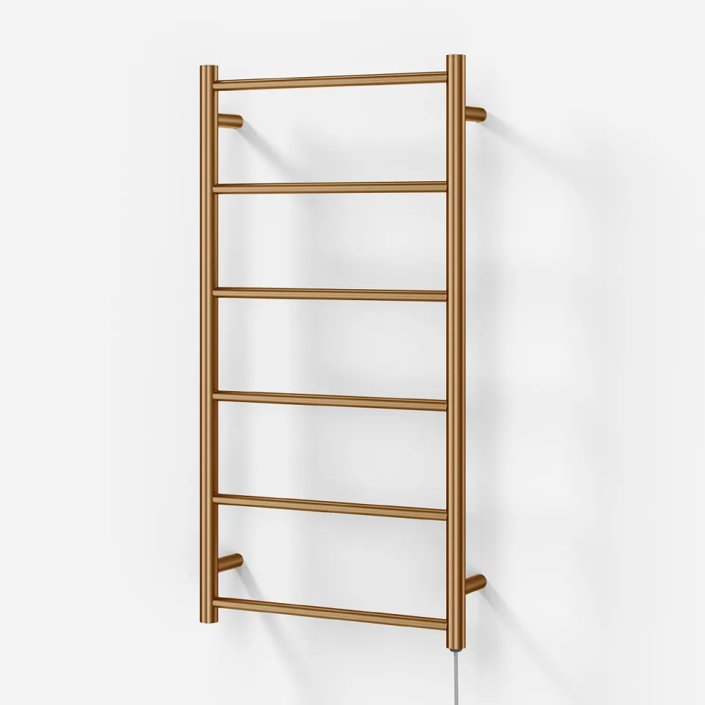 Pulcher Minimalism PM96 - Elektrisk oppvarmet håndklestativ, 50 x 96h cm. PVD børstet kobber